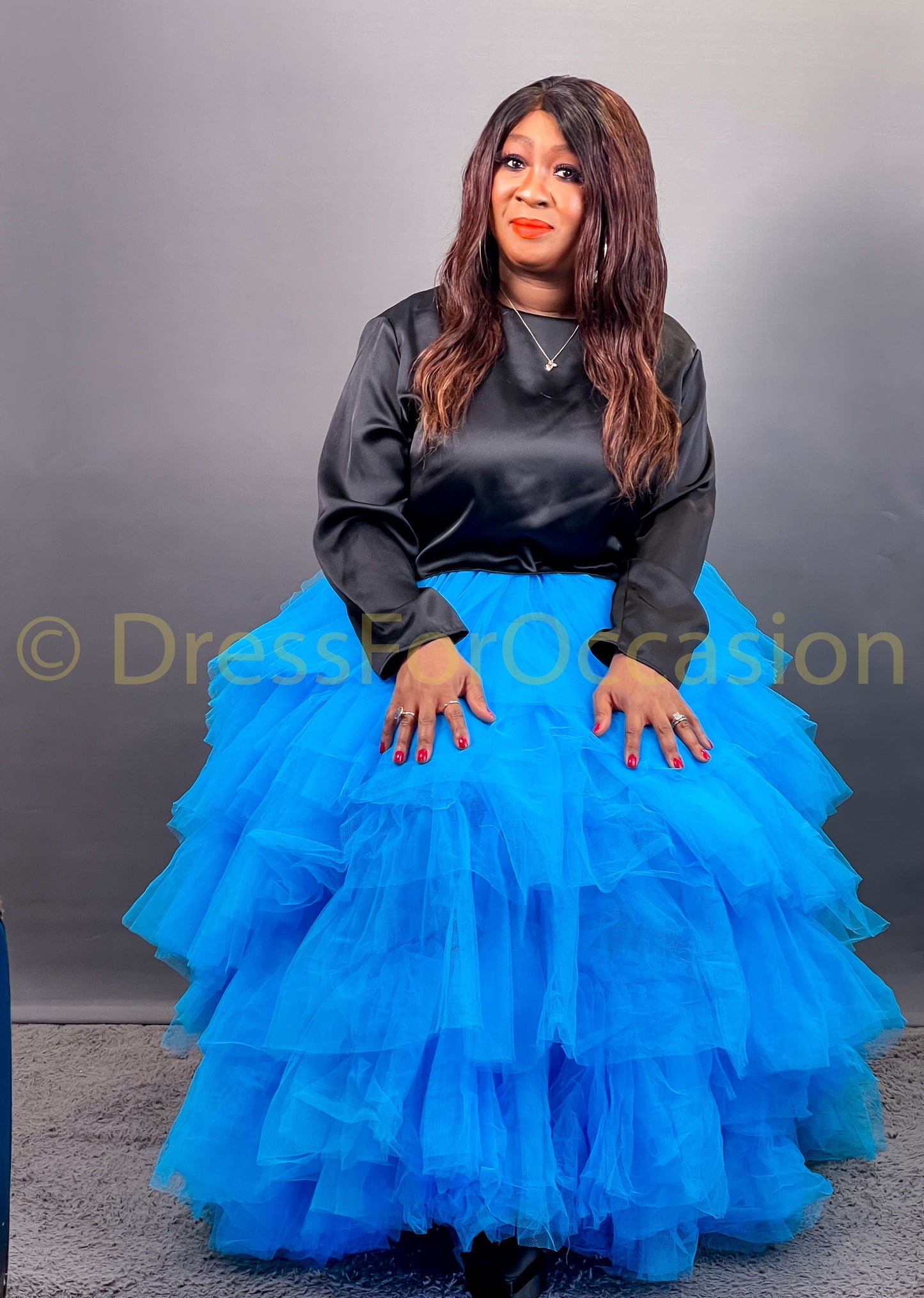 Tulle Skirt Tiered Blue