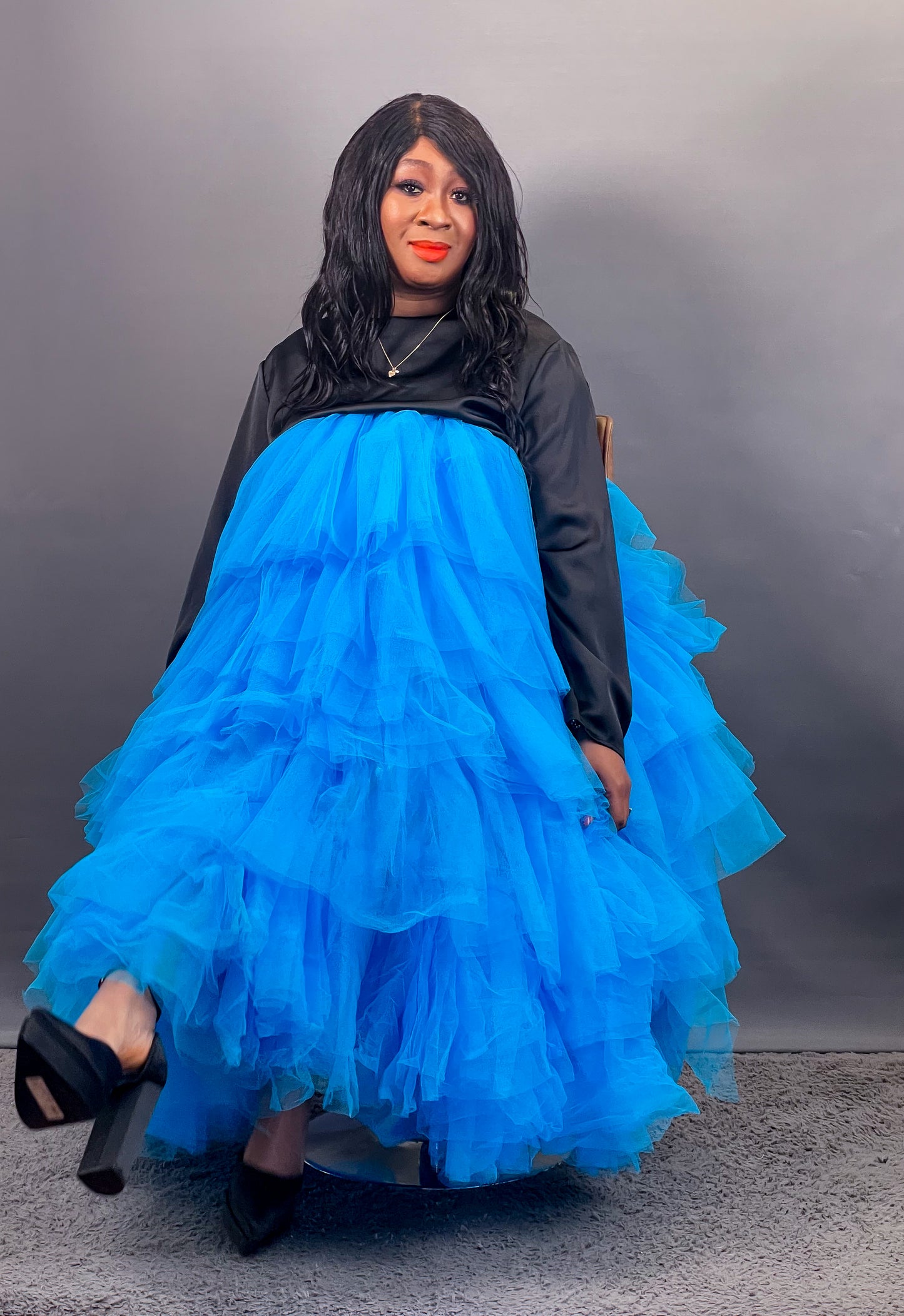 Tulle Skirt Tiered Blue