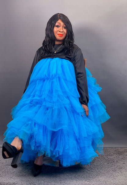 Tulle Skirt Tiered Blue