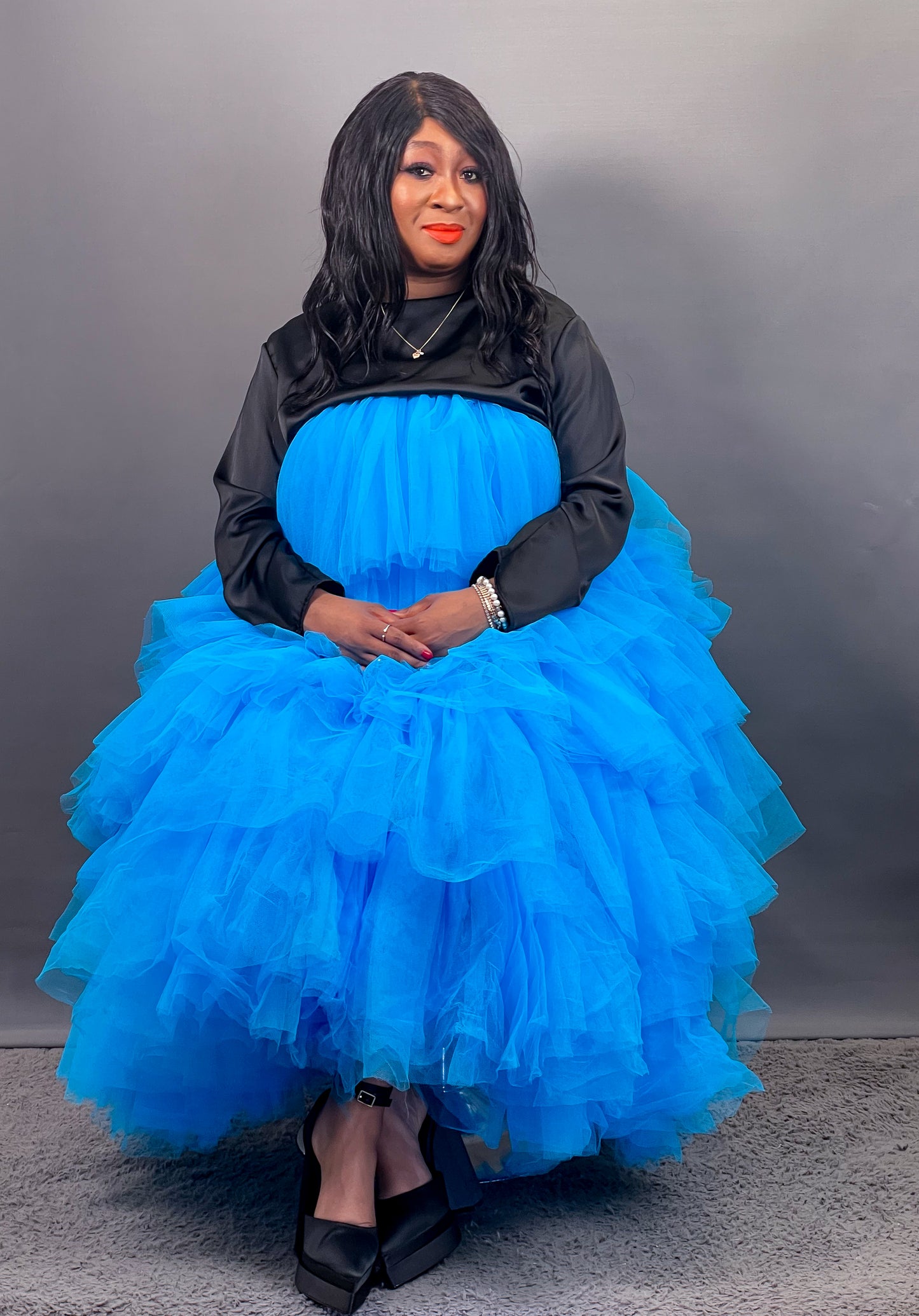 Tulle Skirt Tiered Blue